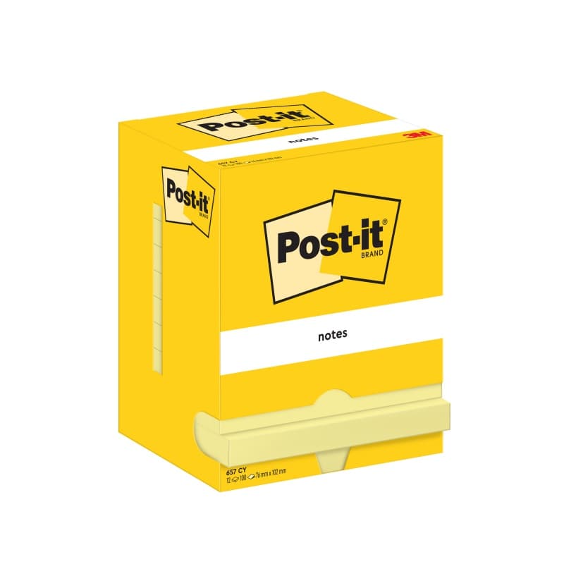 Bloczek samoprzylepny 76x127mm żółty 12x100 kartek 657 POST-IT 7100290168 3M
