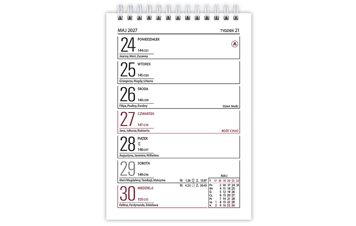 Kalendarz biurowy MINI ZODIAK H7 stojący pionowy 85x120mm 2027 TELEGRAPH