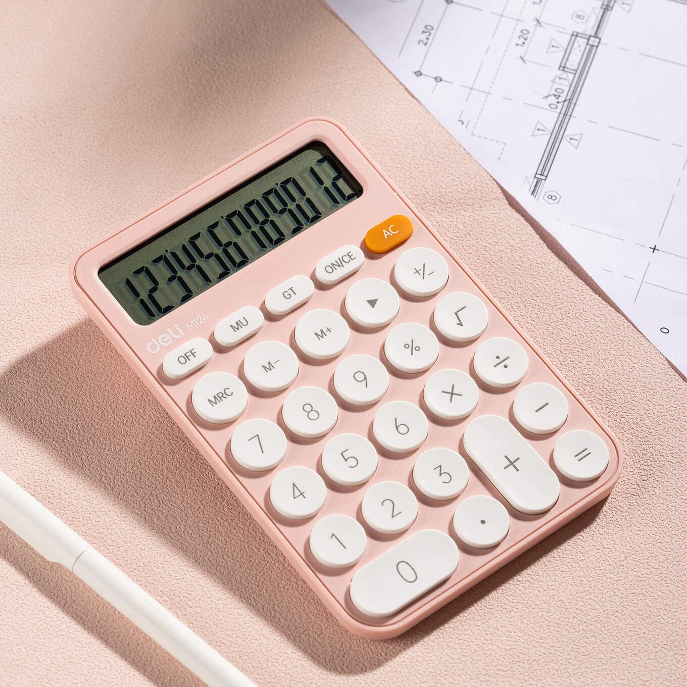 Kalkulator M124 12-pozycyjny różowy EM124 PINK DELI