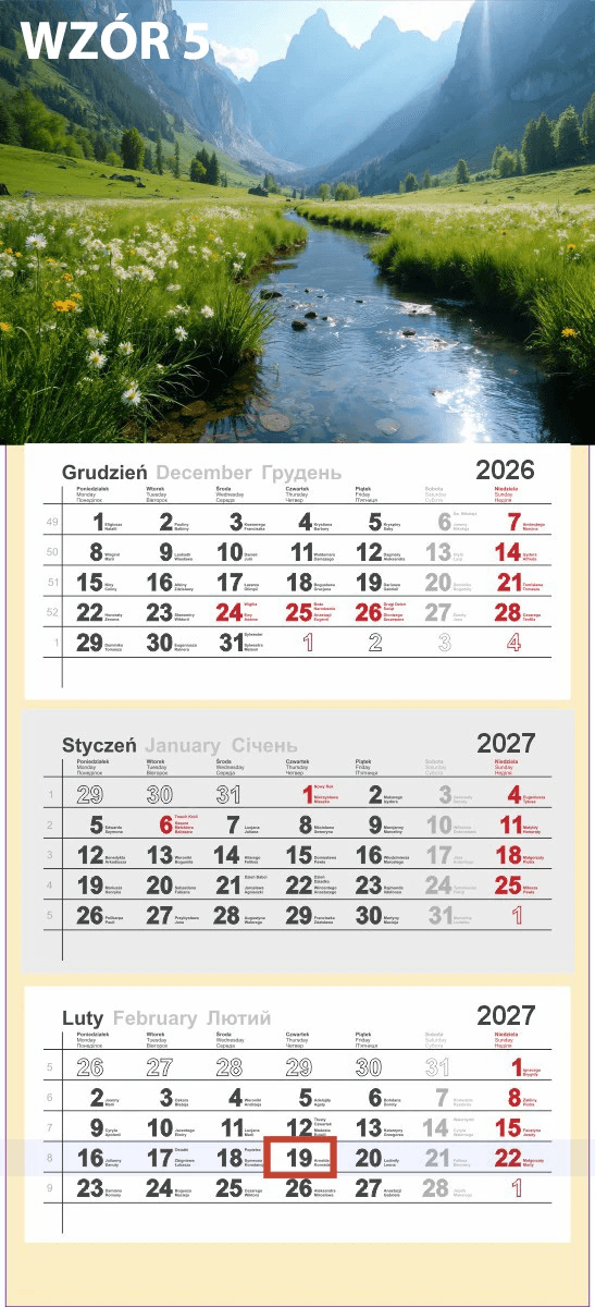 Kalendarz trójdzielny 2027 0405-0948-99 Panta Plast