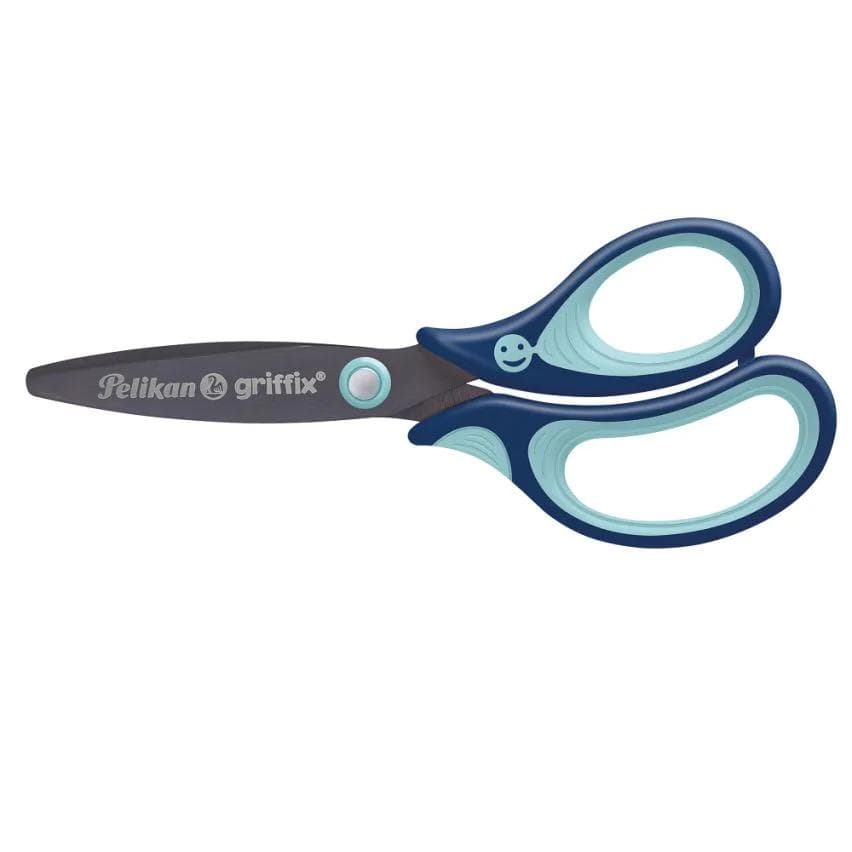 Nożyczki Griffix ergonomiczne 14cm zaokrąglone niebieskie 100401619 PELIKAN