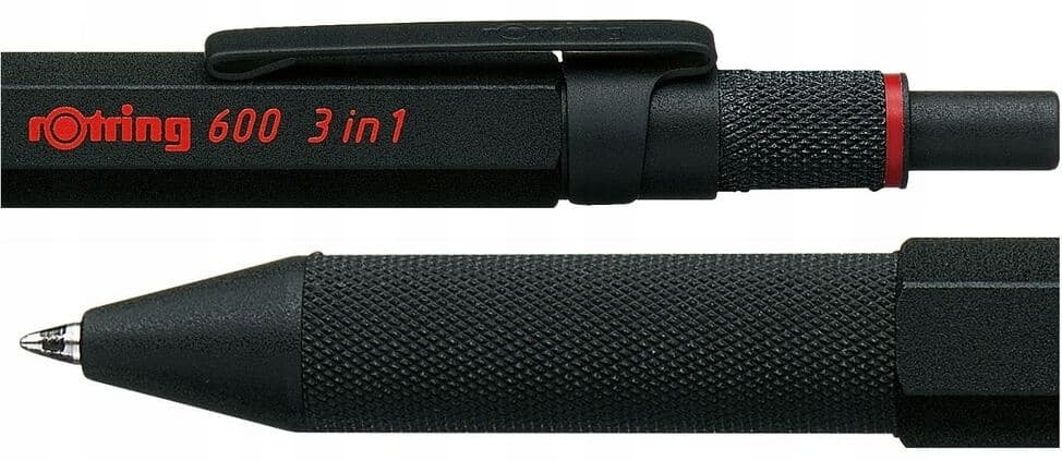 Multipen Rotring 600 3w1 Czarny/Czerwony/Ołówek F/0,5mm obudowa met. 2164108