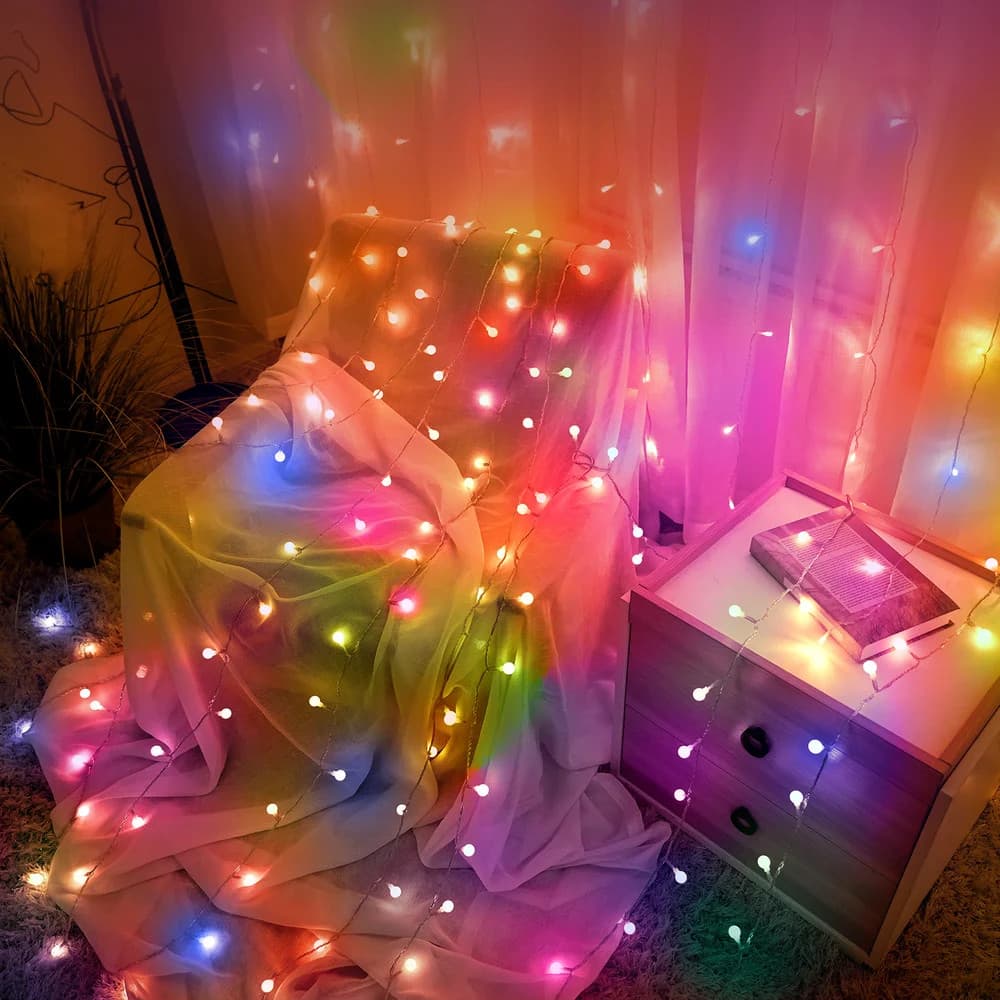 Lampki choinkowe 10m MODEE kolorowe kulki 100 led 230V ML-C2011