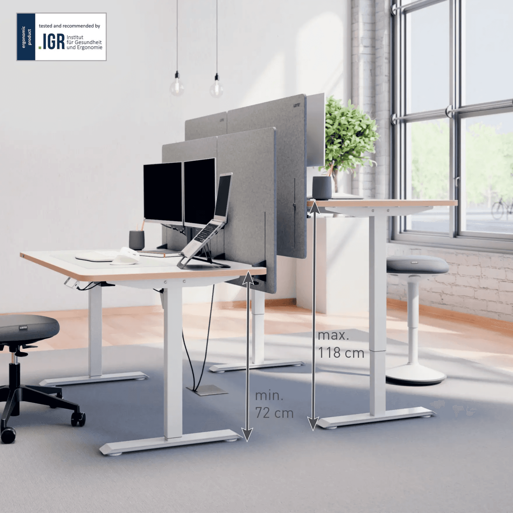 Biurko Leitz Ergo 140x80cm z elektryczną regulacją wysokości 67730001