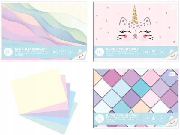 Blok rysunkowy A4 kolor 10k Pastel INTERDRUK