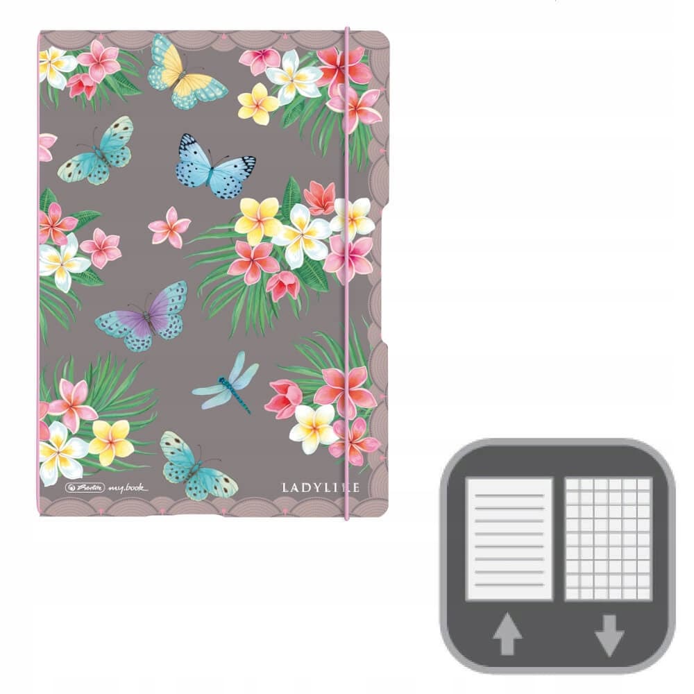 Notatnik Flex A4 80 kartek w kratkę i linie Notes Ladylike Butterflies 50044337 HERLITZ
