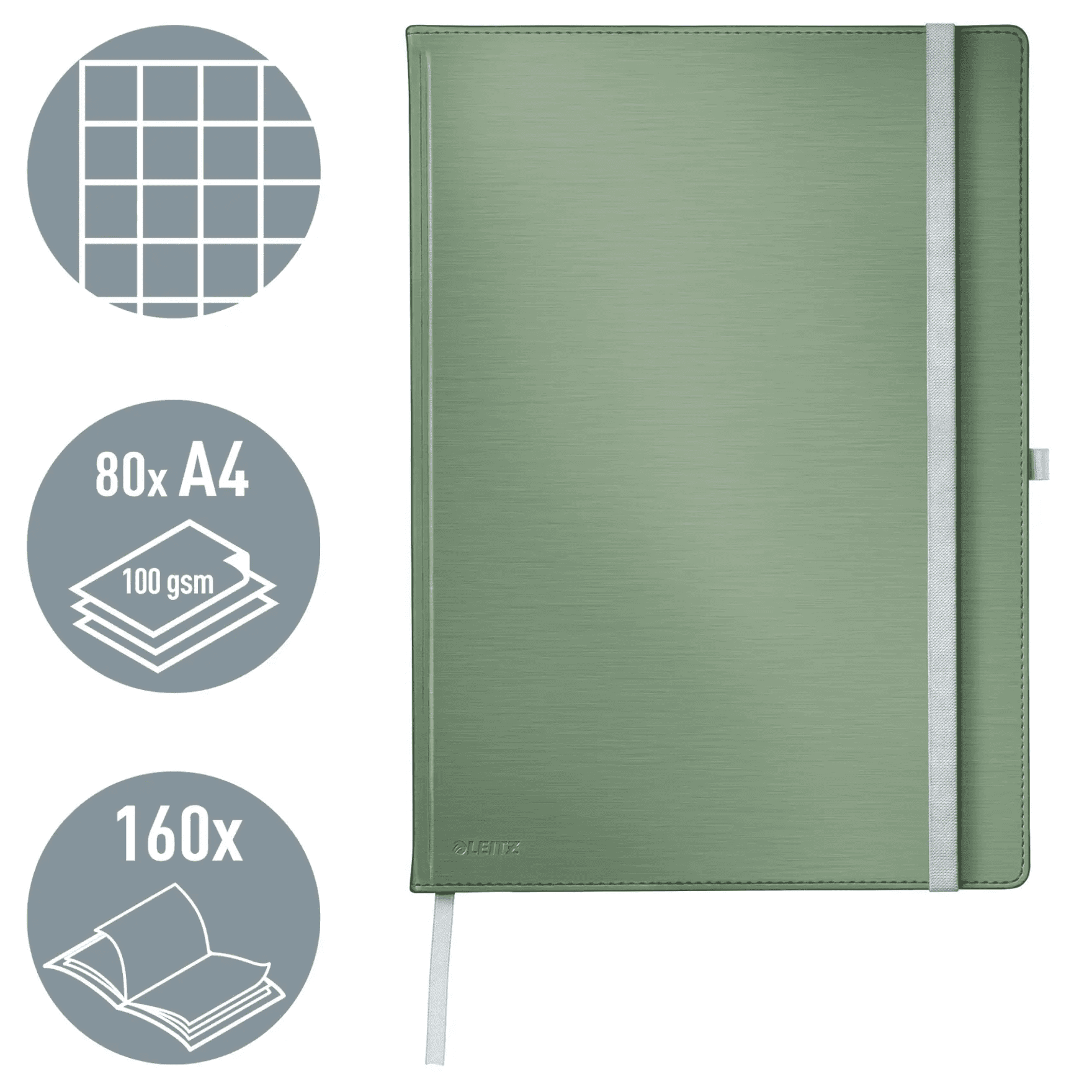 Notatnik w twardej oprawie Style A4 w kratkę seledynowy 44761053 LEITZ