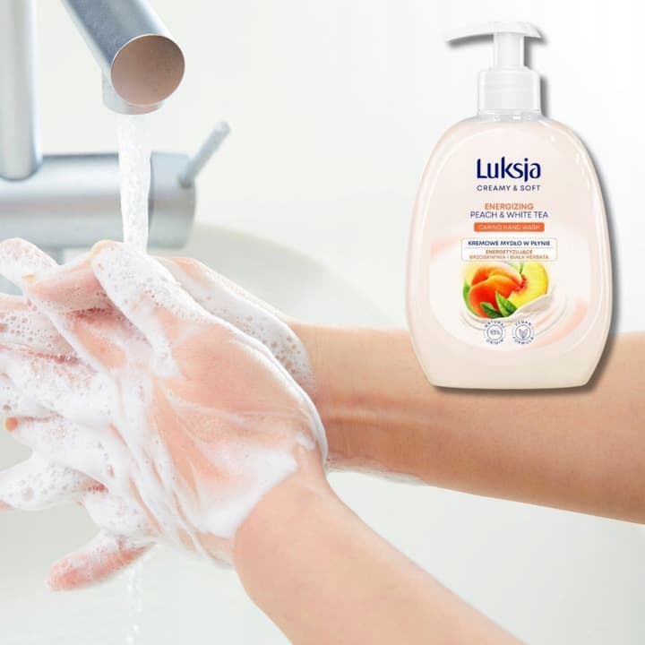 Mydło w płynie z dozownikiem LUKSJA 500ml. BRZOSKWINIA