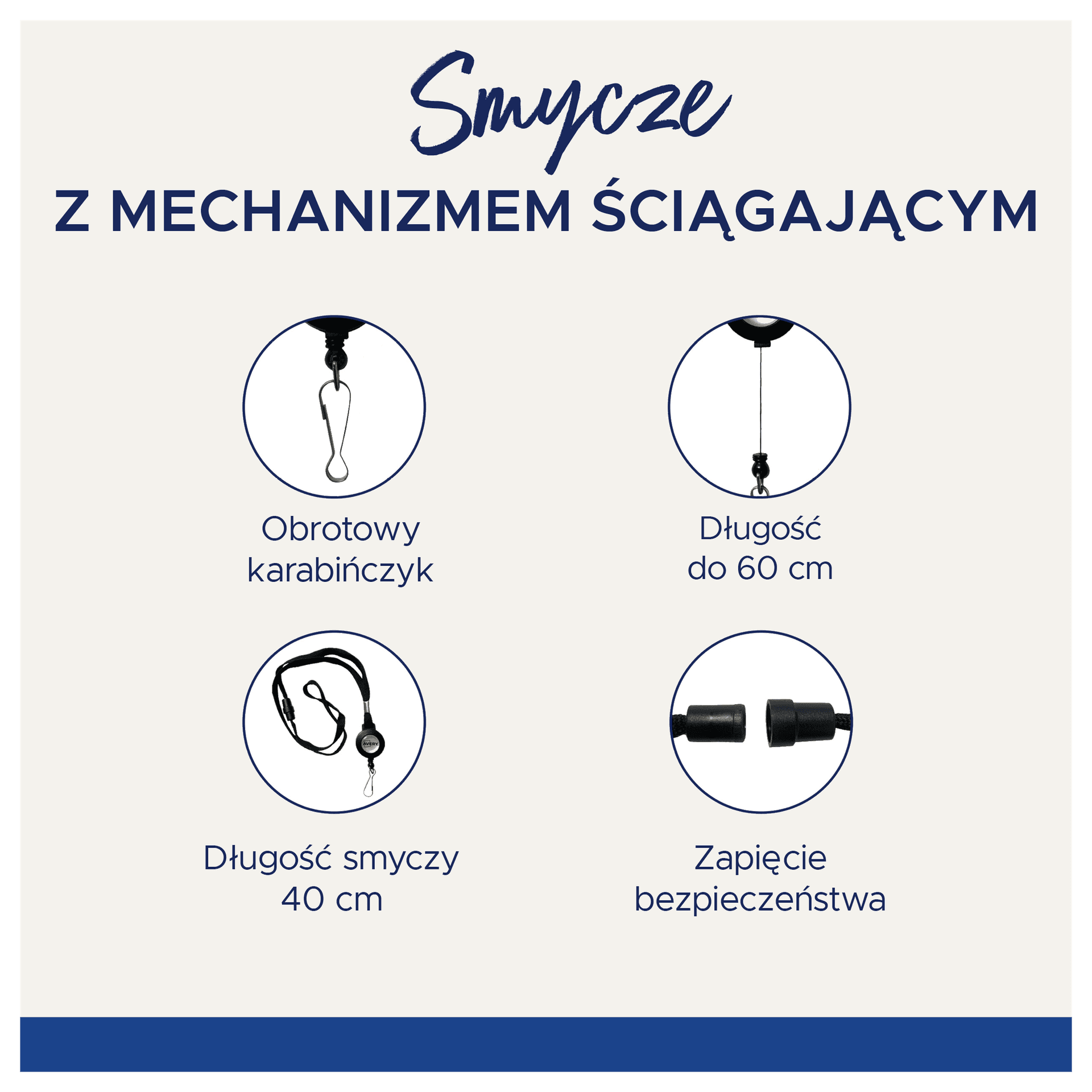 Smycz z mechanizmem ściągającym 8x400mm + 600 mm 10 sztuk) czarna 4830 AVERY