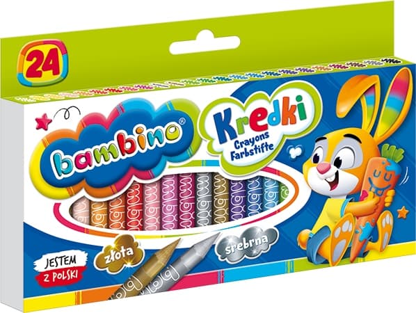 Kredki dla dzieci z glinki kaolinowej Zestaw 24 kredek BAMBINO St.Majewski