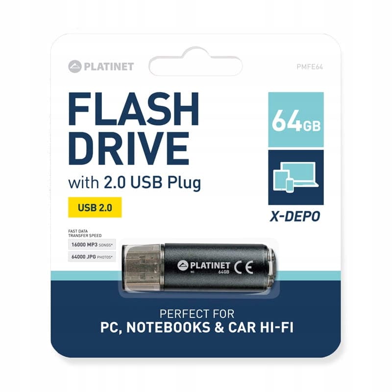 Pamięć USB-A 64GB PLATINET X-DEPO USB 2.0 czarny (42117)