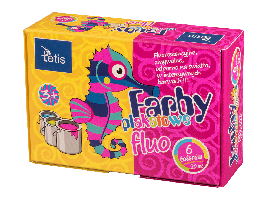 Farby plakatowe fluo 20ml. 6 kolorów KF002-A TETIS