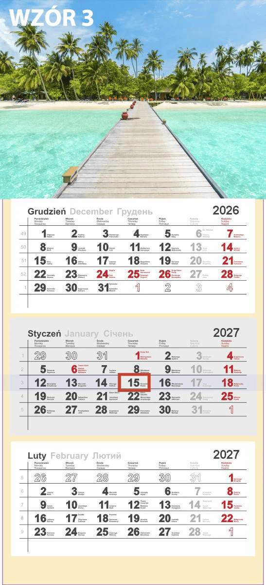 Kalendarz trójdzielny 2027 0405-0948-99 Panta Plast