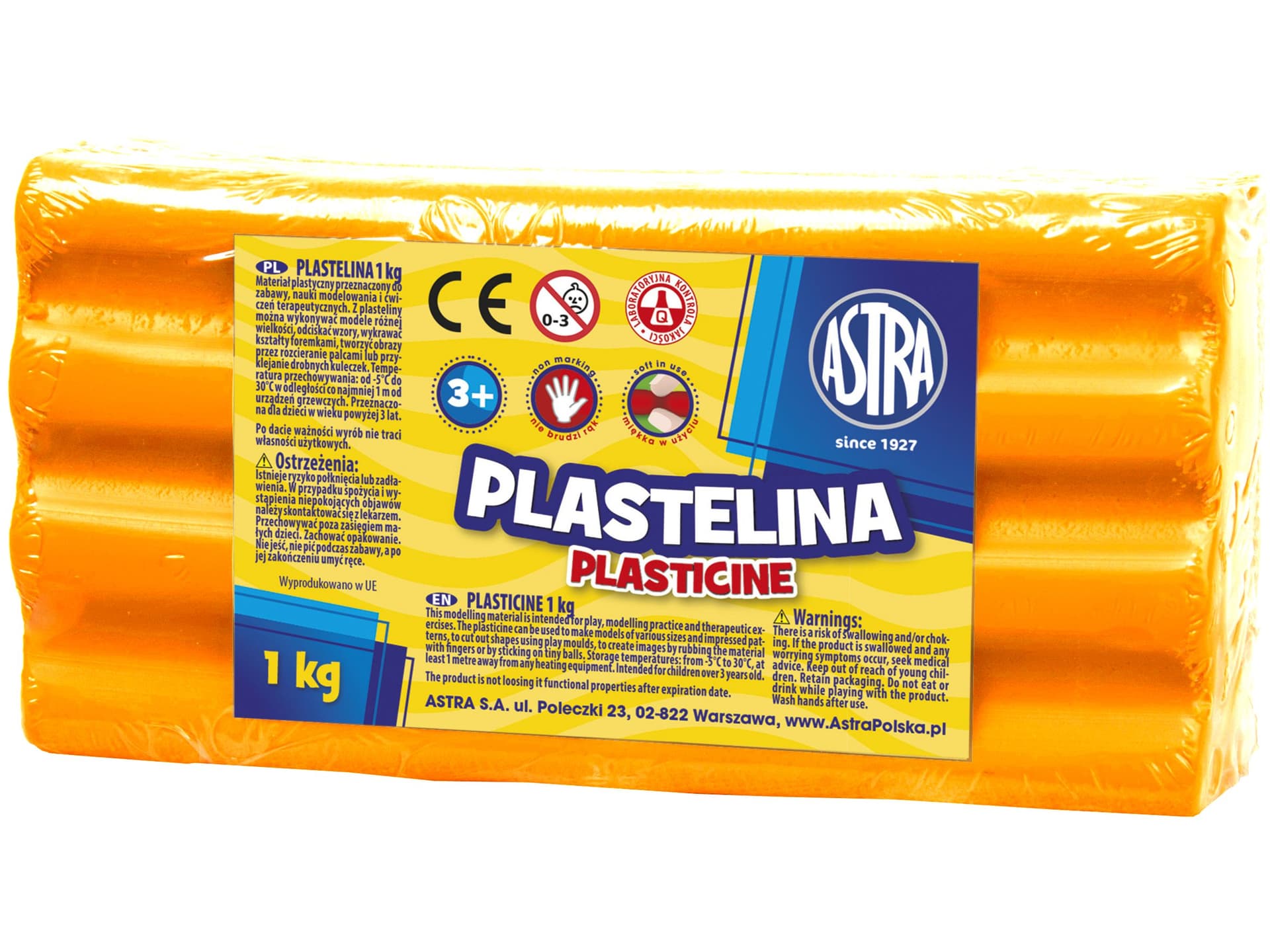 Plastelina szkolna dla dzieci 1kg pomarańczowa 303111005 ASTRA