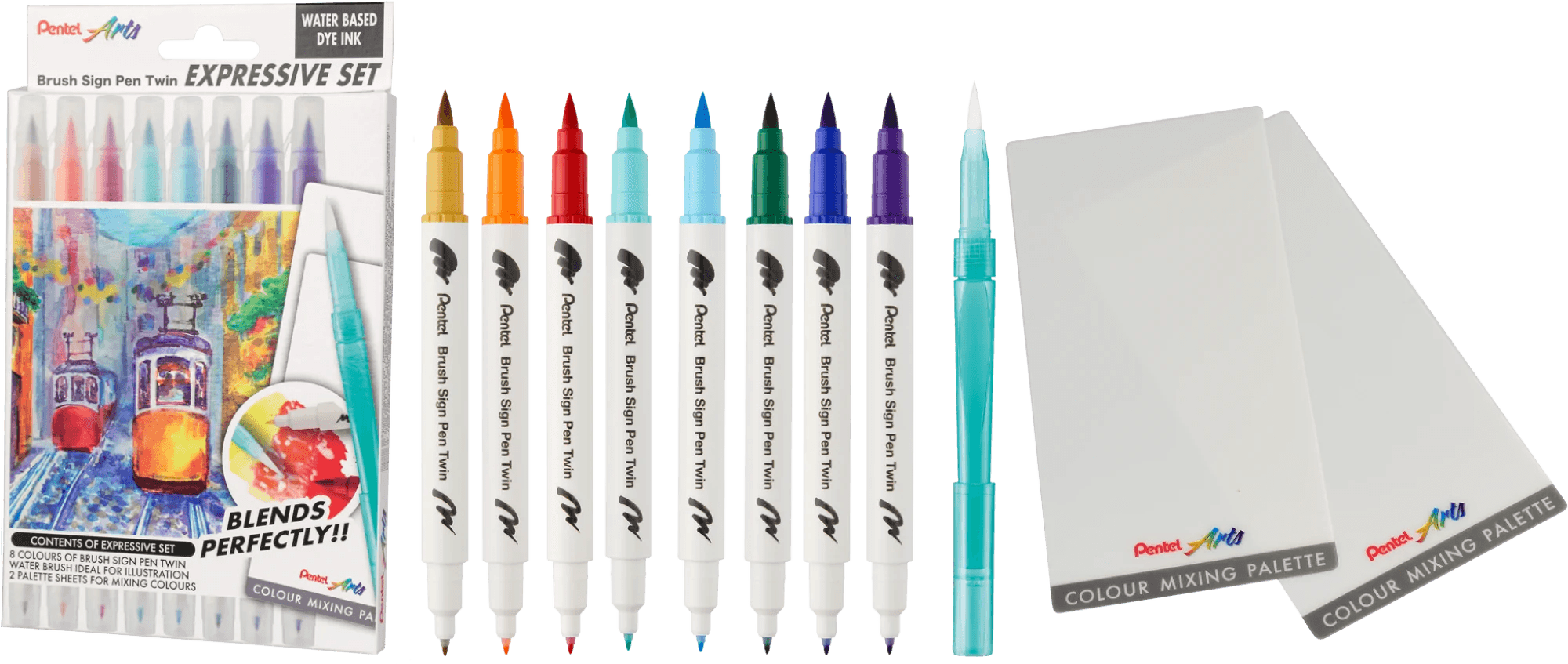 Pisak BRUSH SIGN PEN TWIN LANDSCAPE kpl. 8szt. SESW30C-8LS PENTEL