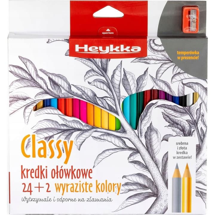 Kredki ołówkowe Classy trójkątne z temperówką 24szt. HEYKKA (609008)