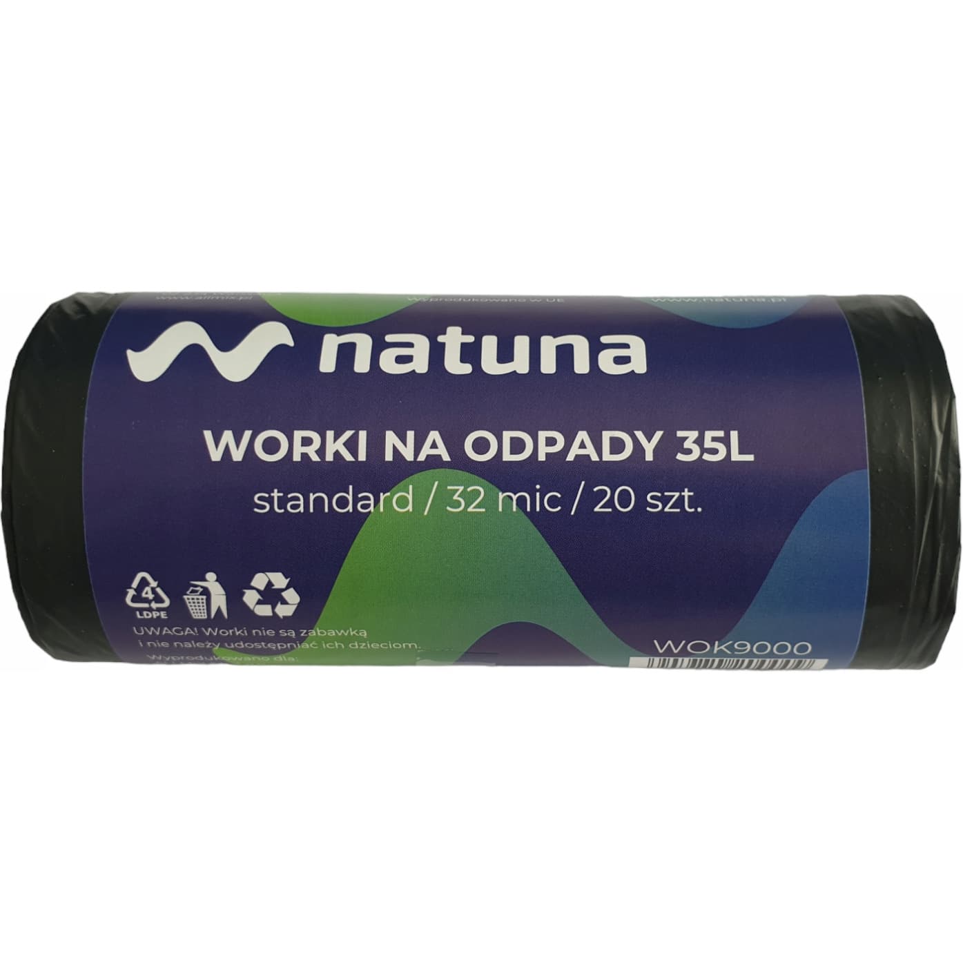 Worki na śmieci 35L 32mic LDPE standard NATUNA (20szt)