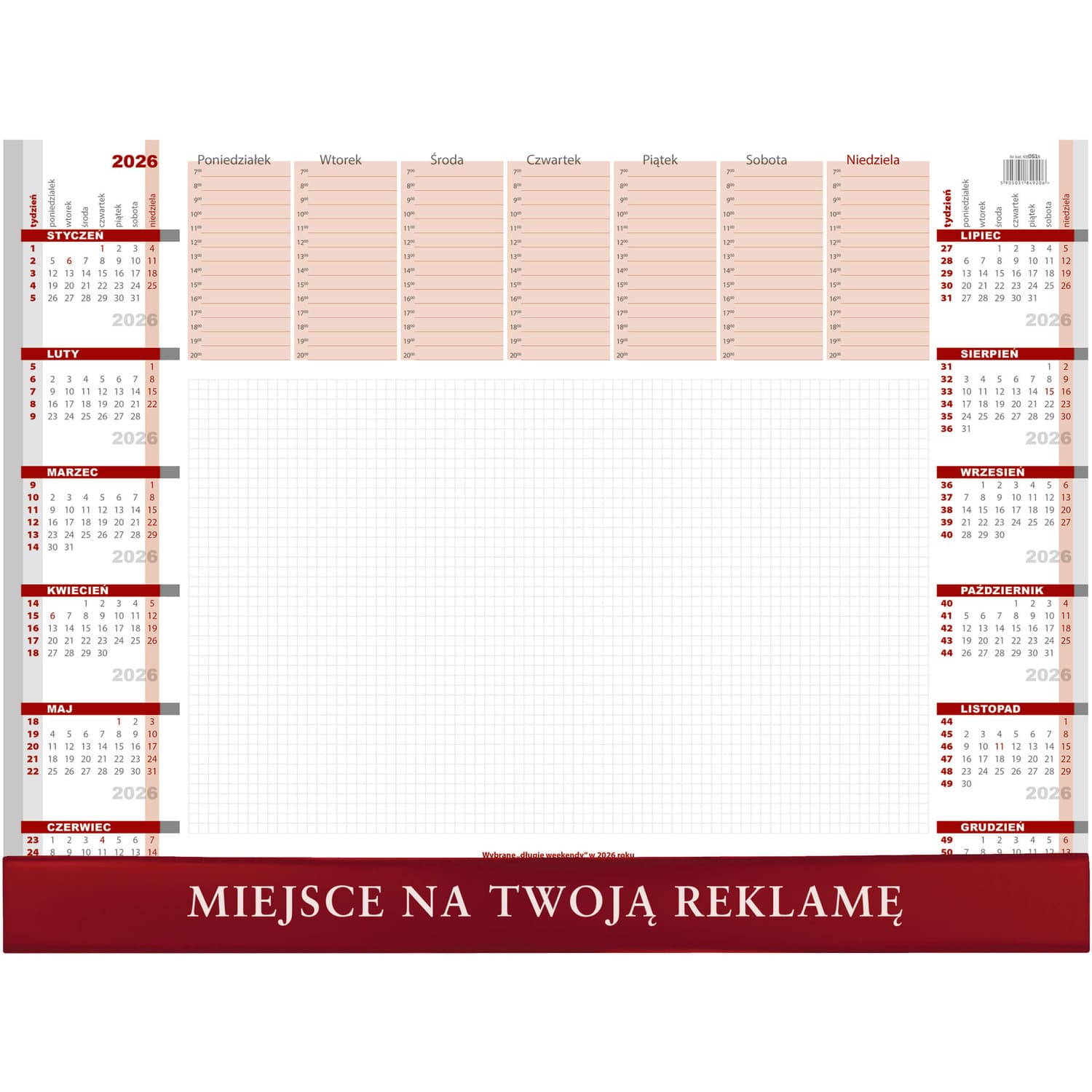 Biuwar z listwą 550x410mm 2026 KB051B Wokół Nas