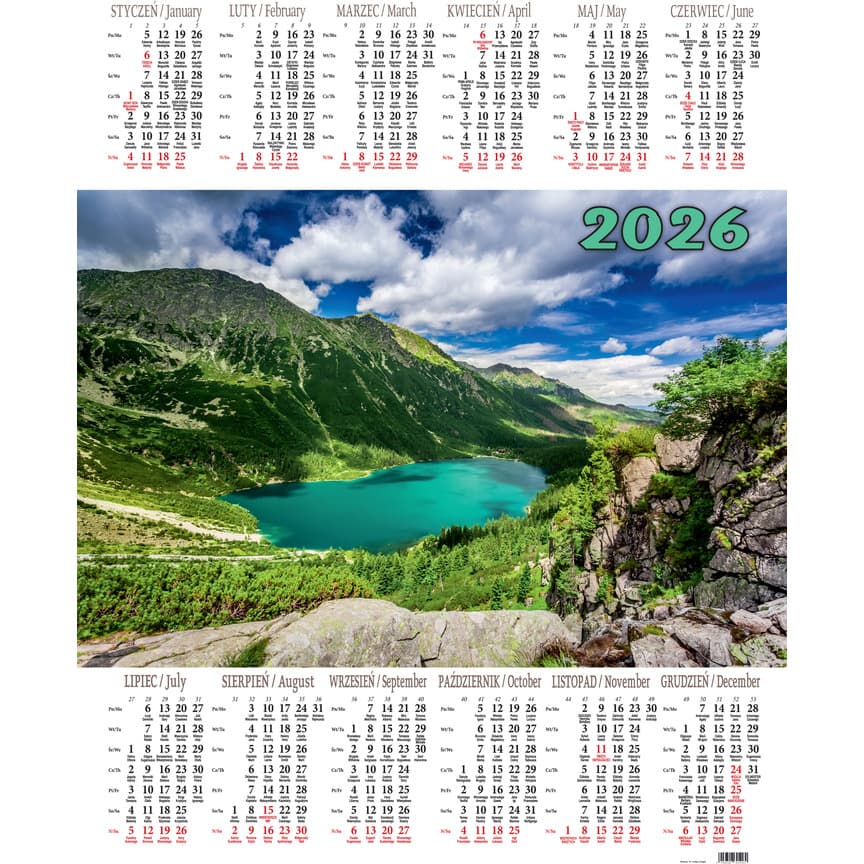 Kalendarz jednoplanszowy P1 MORSKIE OKO BESKIDY