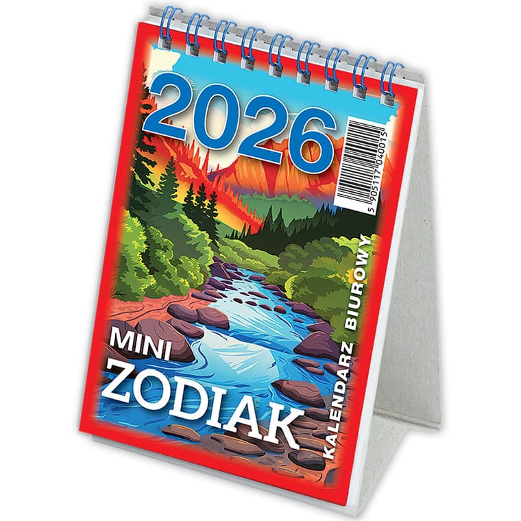 Kalendarz biurowy MINI ZODIAK H7 stojący pionowy 85x120mm 2026 TELEGRAPH