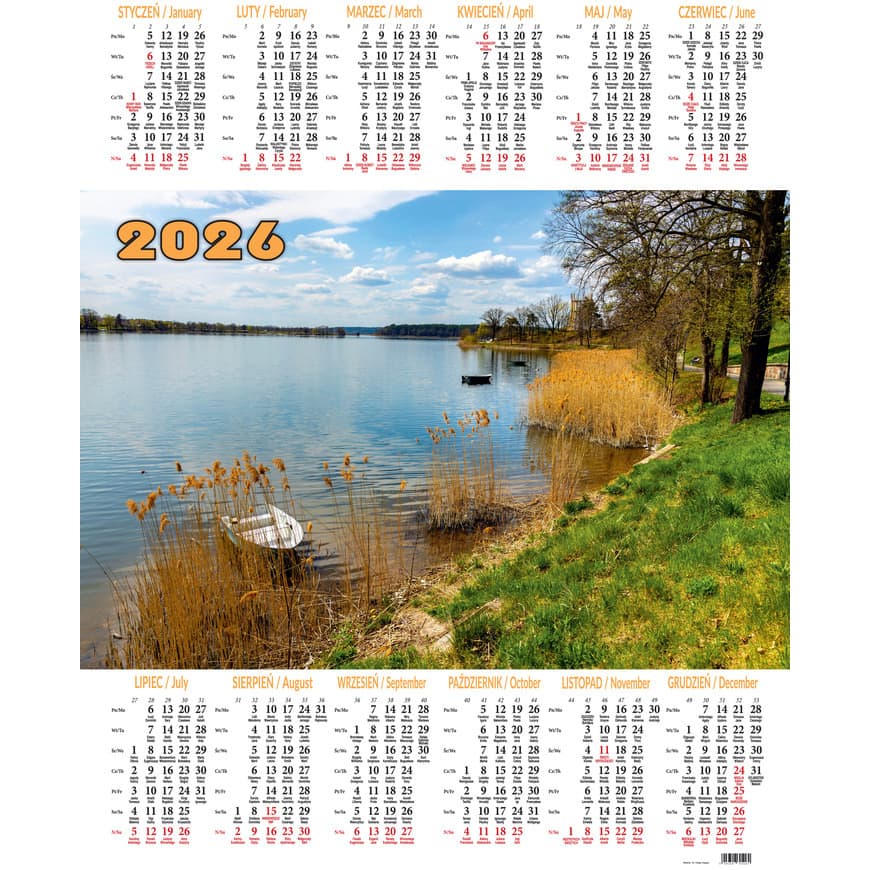 Kalendarz jednoplanszowy P7 MAZURY BESKIDY