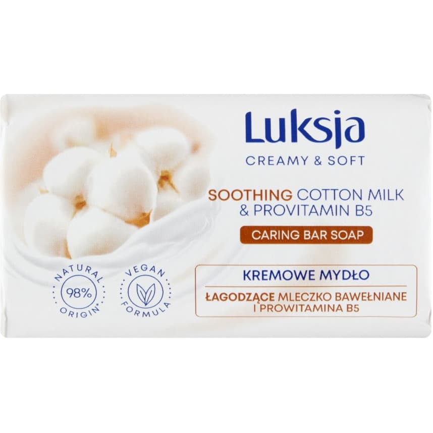 Mydło w kostce LUKSJA 90g o zapachu MLECZKO BAWEŁNIANE I PROWITAMINA B5