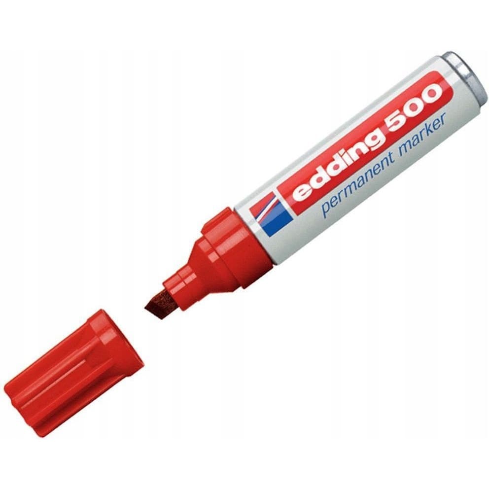 Marker permanentny E-500 czerwony końcówka ścięta2-7mm EDDING