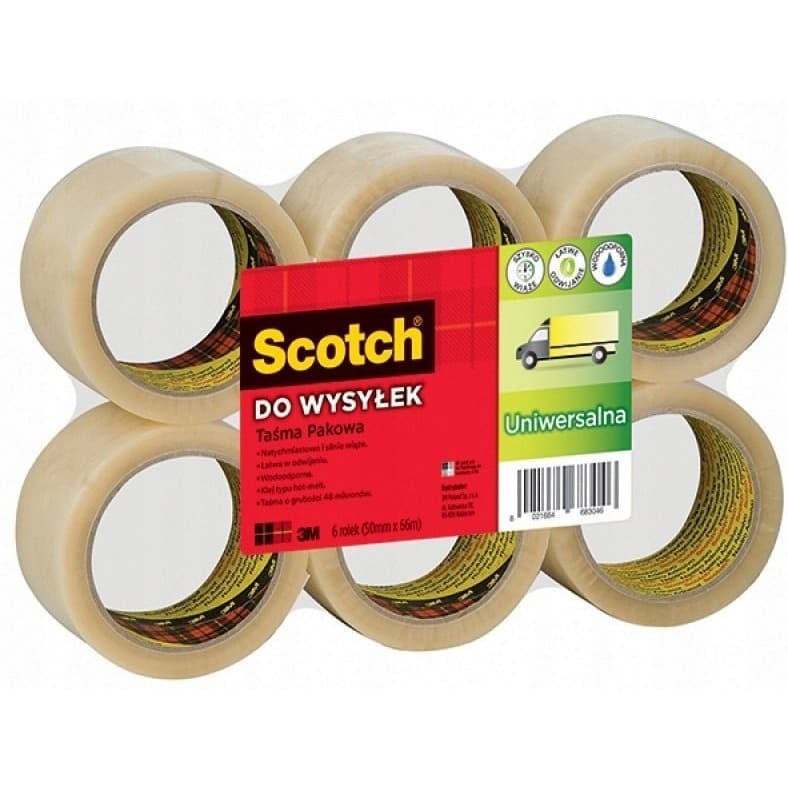 Taśma pakowa SCOTCH 371 (6szt) Hot-melt przezroczysta 48x66m 3M