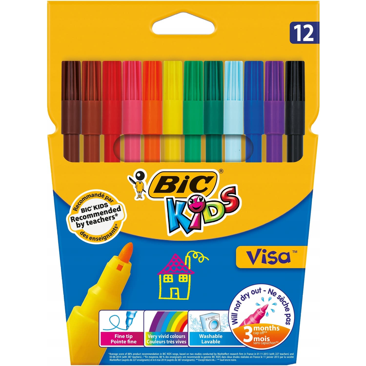 Flamastry VISA Kids 12 kolorów 888695 BIC