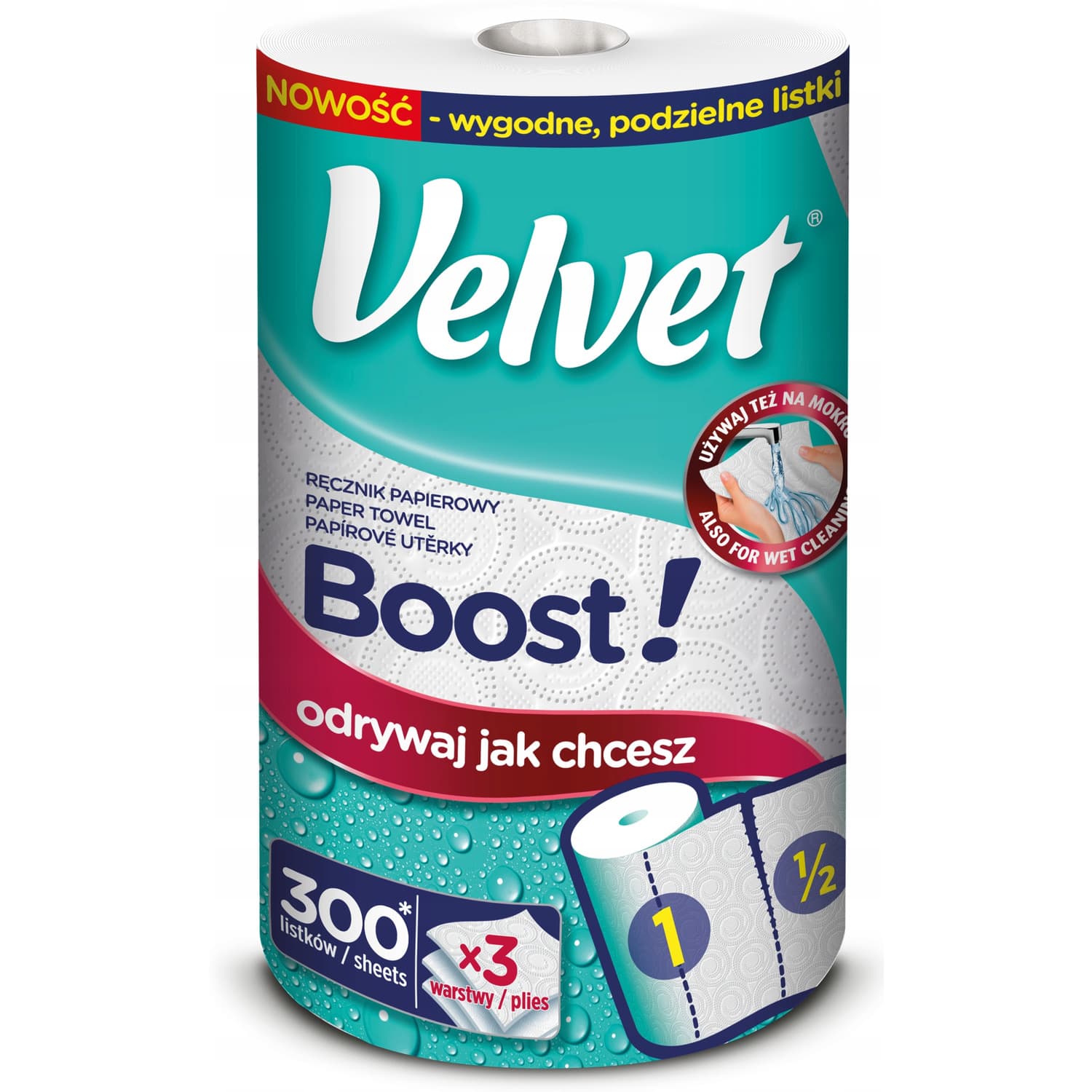 Ręcznik papierowy VELVET BOOST! Super Strong 300 listków 3 warstwy