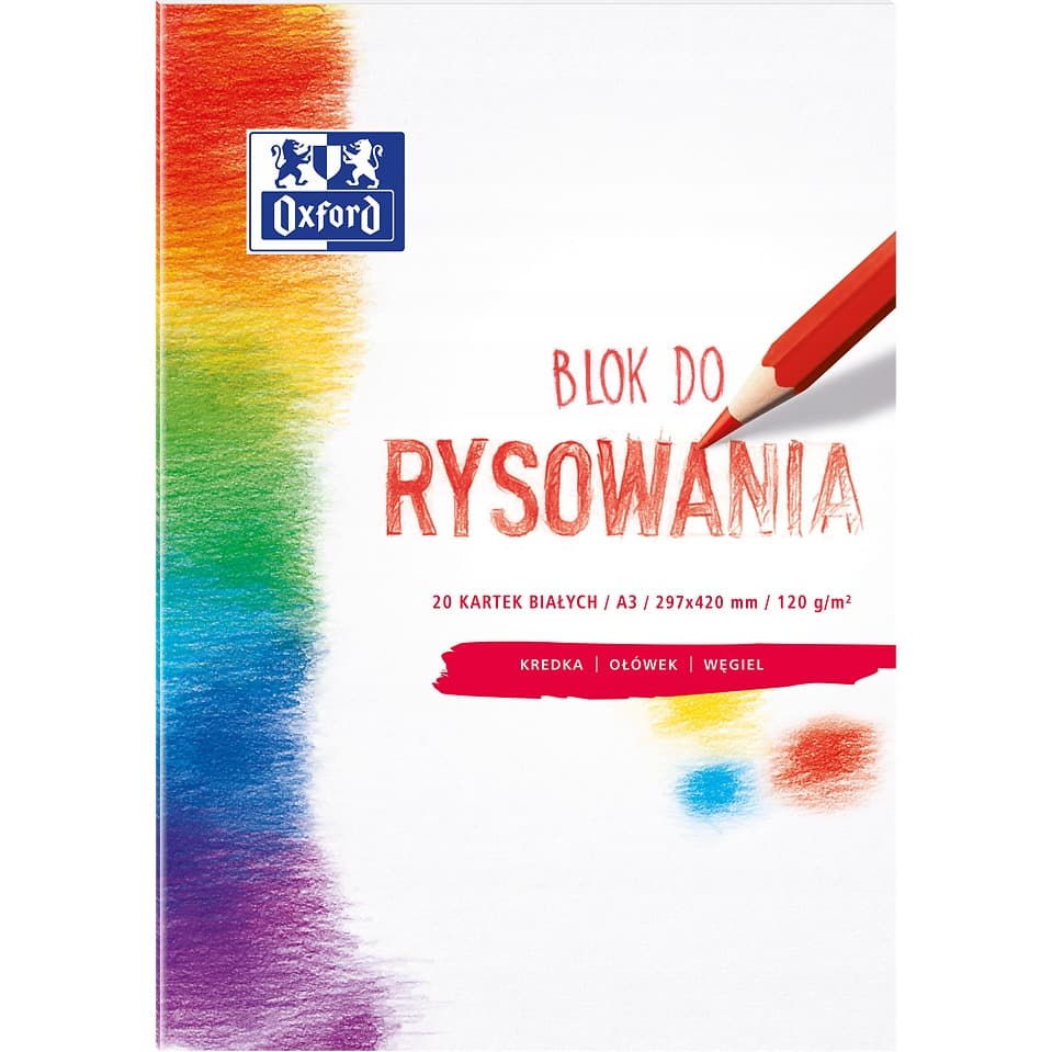 Blok rysunkowy szkolny A3 biały 20 kartek 120g 400093197 OXFORD