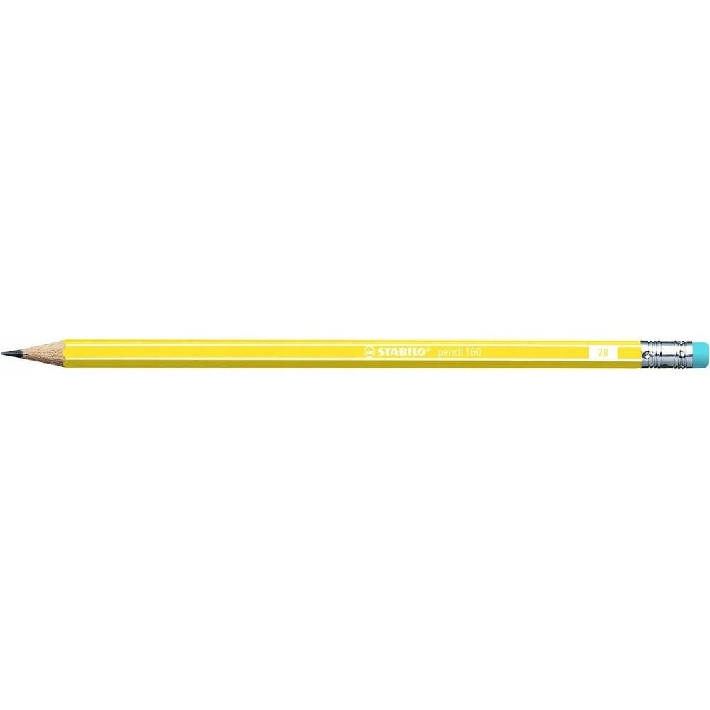 Ołówek STABILO 160 z gumką 2B żółty 2160/05-2B