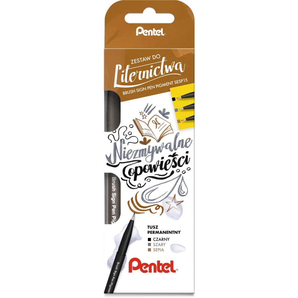 Pisak BRUSH SIGN PEN PIGMENT 3szt. SESP15-ST3ANSPPL PENTEL
