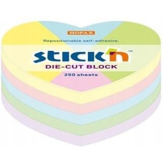 NOTES SERCE, 64X67MM, MIX 5 KOL. PASTELOWYCH, 250KART. 21835