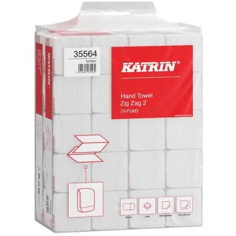 Ręcznik ZZ V-FOLD KATRIN Basic biały 2w makulatura 16g/m2 23x22,4cm 35564/561667 4000skł ZIG ZAG 2