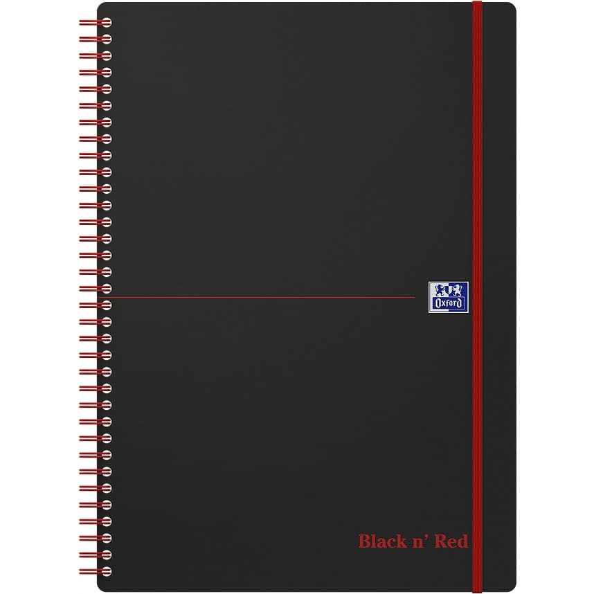 Kołonotatnik A4 70k krata PP OXFORD Black"n"red 400047654