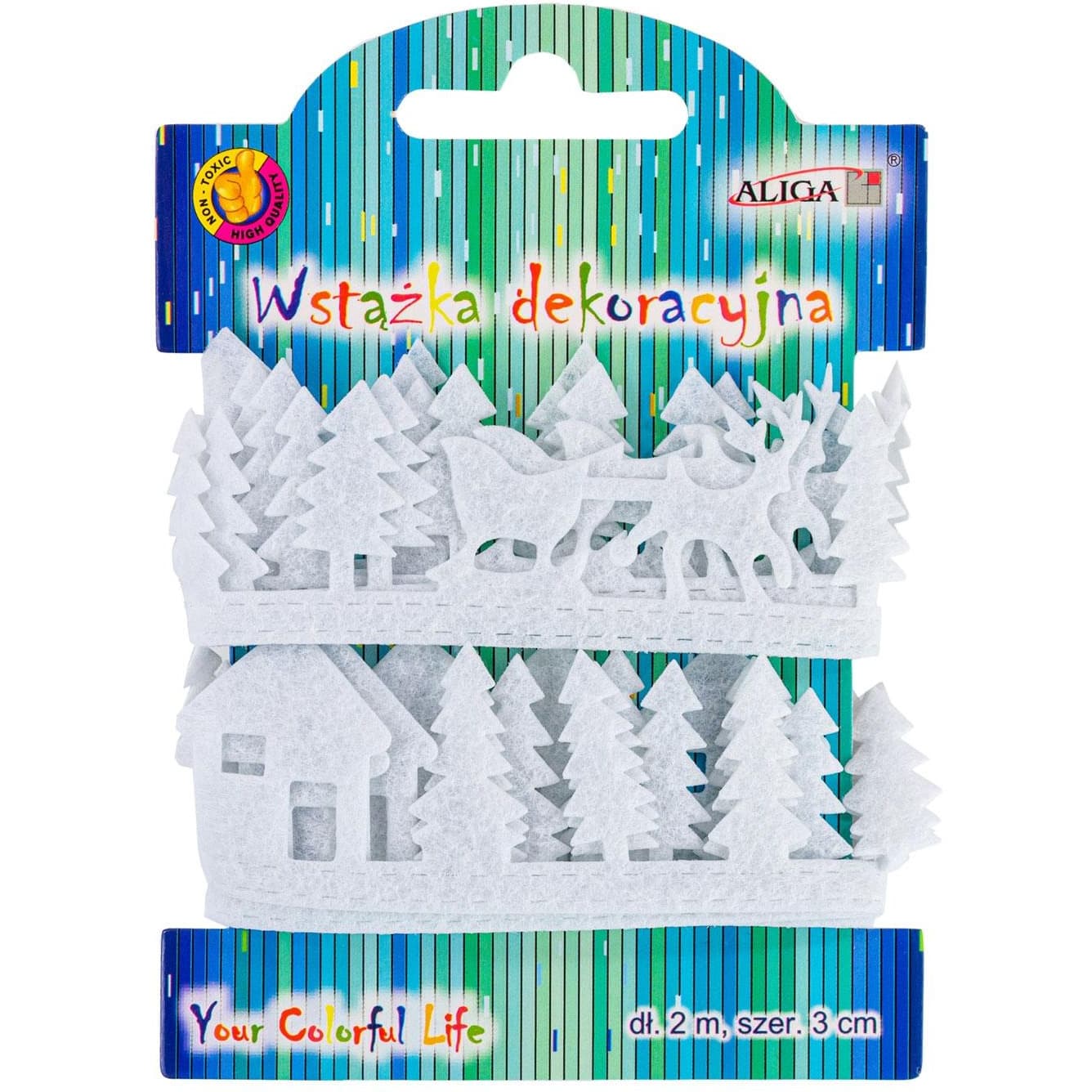 Taśma filcowa z motywem świątecznym 2m x 3cm TCX-6563 ALIGA