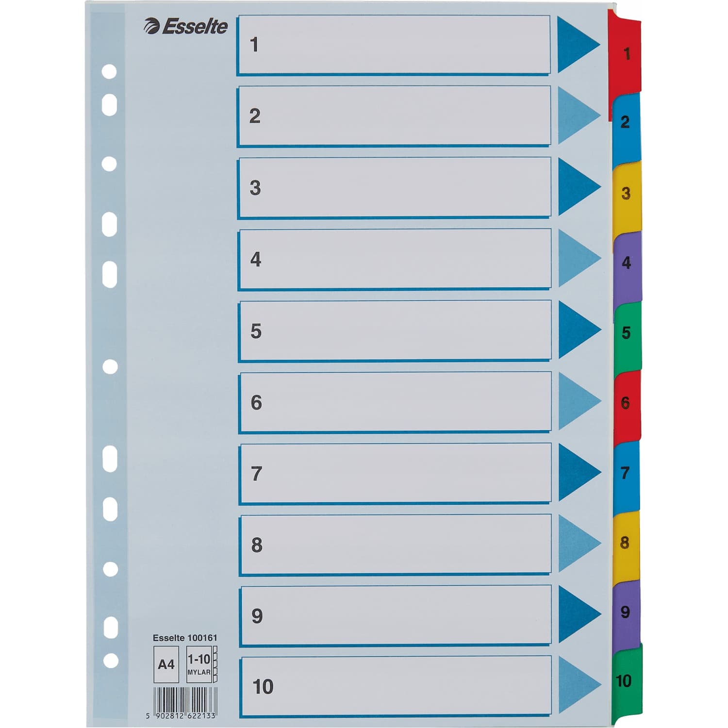 Przekładki kartonowe MYLAR A4 1-10 białe 100161 ESSELTE