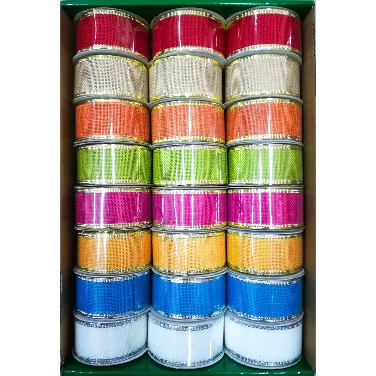 Wstążka dekoracyjna jutowa mix 24kolorów 3,8cm x 2,7m WSJ-38 ALIGA
