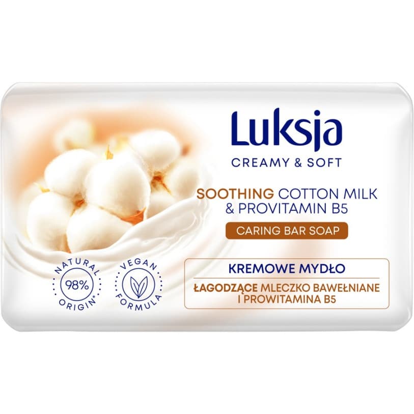 Mydło w kostce LUKSJA 100g o zapachu MLECZKO BAWEŁNIANE I PROWITAMINA B5