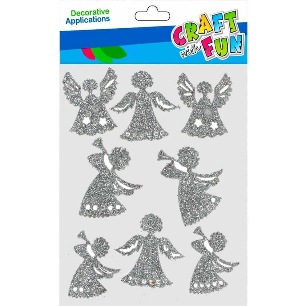Naklejki brokatowe ANIOŁKI srebrne 8szt. 521738 Craft with Fun
