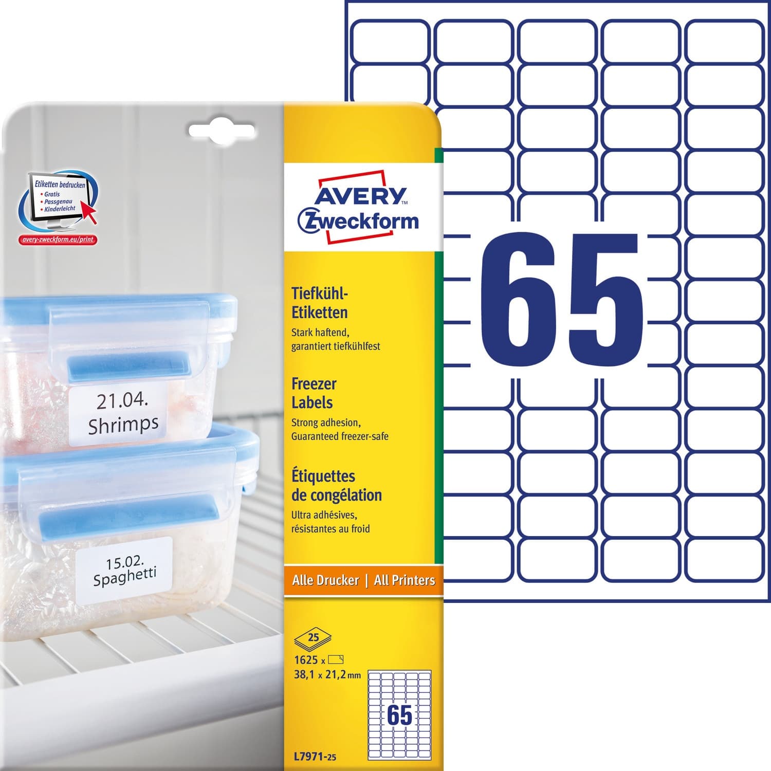 Etykieta ZF 38,1x21,2mm biała (25ark) L7971-25 AVERY ZWECKFORM