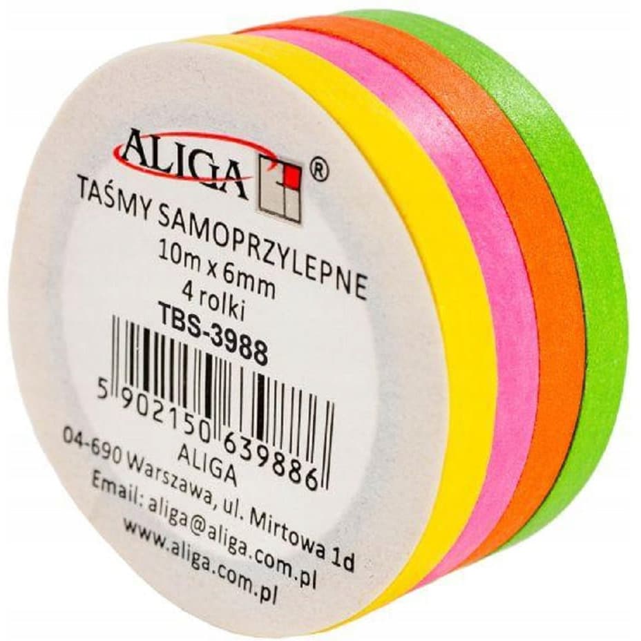 Taśma matowa samoprzylepna 6mm x 10m 4 rolki TBS-3988 ALIGA