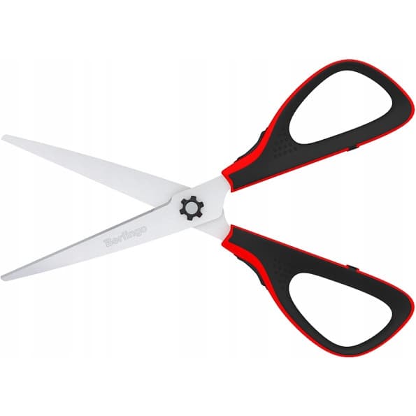 Nożyczki 20cm Easycut 300 soft grip czerwone 326324 BERLINGO