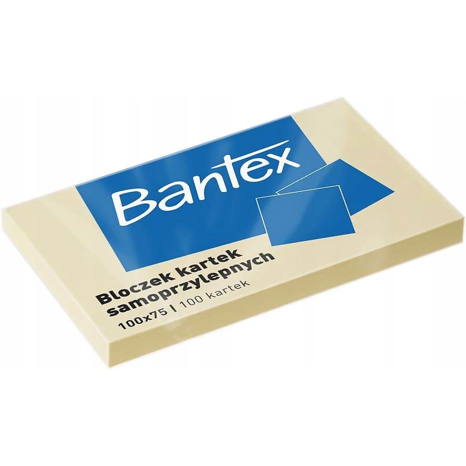 Karteczki samoprzylepne bloczek 100x75mm 100 kartek żółty 400086387 BANTEX
