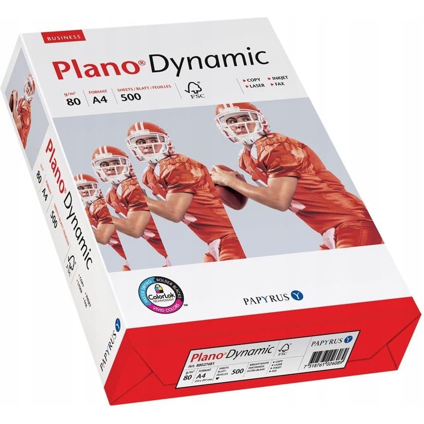 Papier ksero A4 80g (5ryz) PLANO DYNAMIC (kl.B białość 161) 88341365