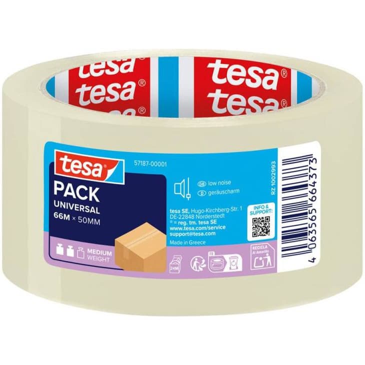 Taśma pakowa UNIVERSAL 66m x 50mm TRANSPARENTNA cicha 57187 TESA