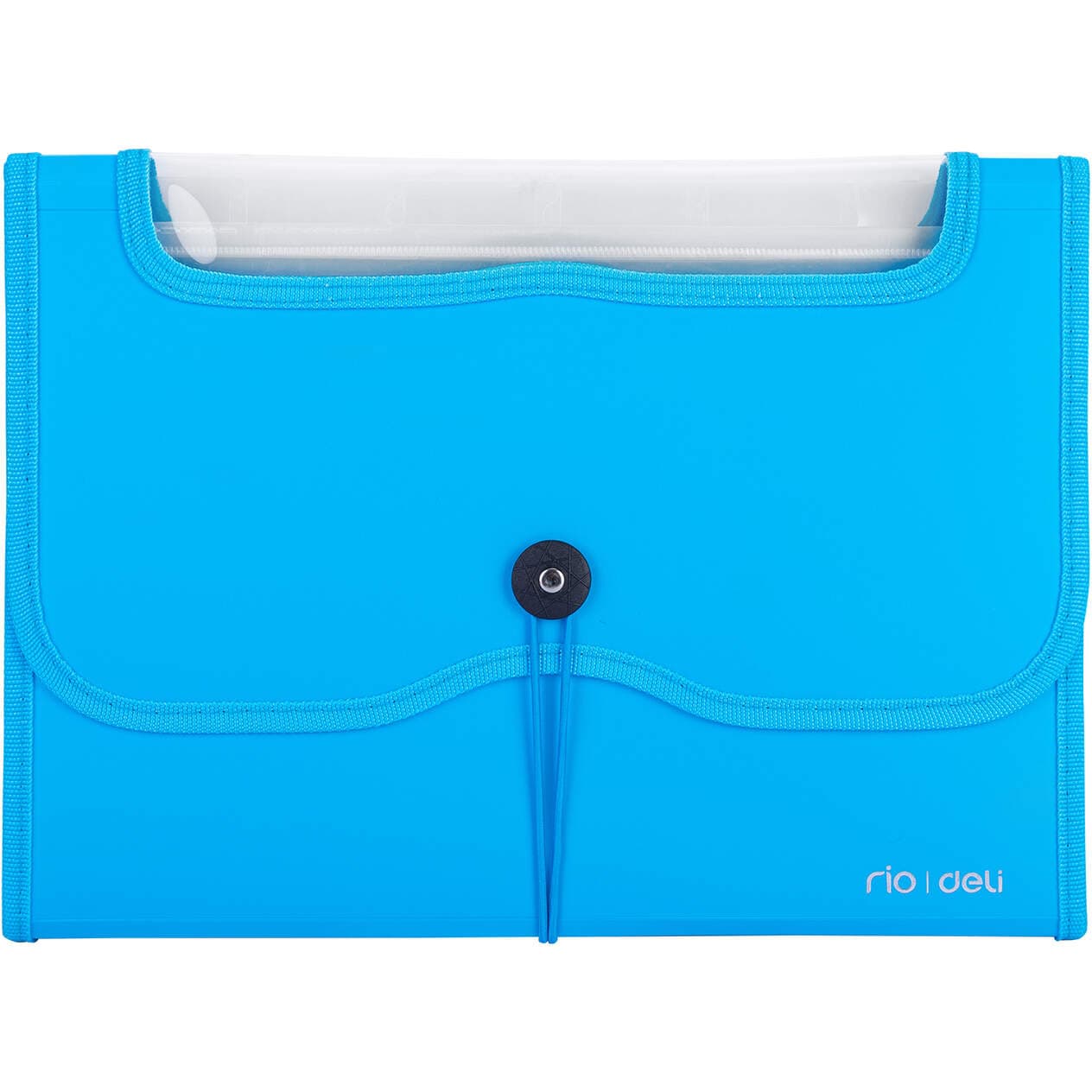 Teczka harmonijkowa z gumką A4 7-przegródek okno PVC RIO niebieska 38127 BLUE DELI