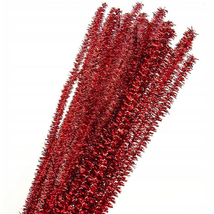 Druty pluszowe DPK-03 czerwone metalizowane