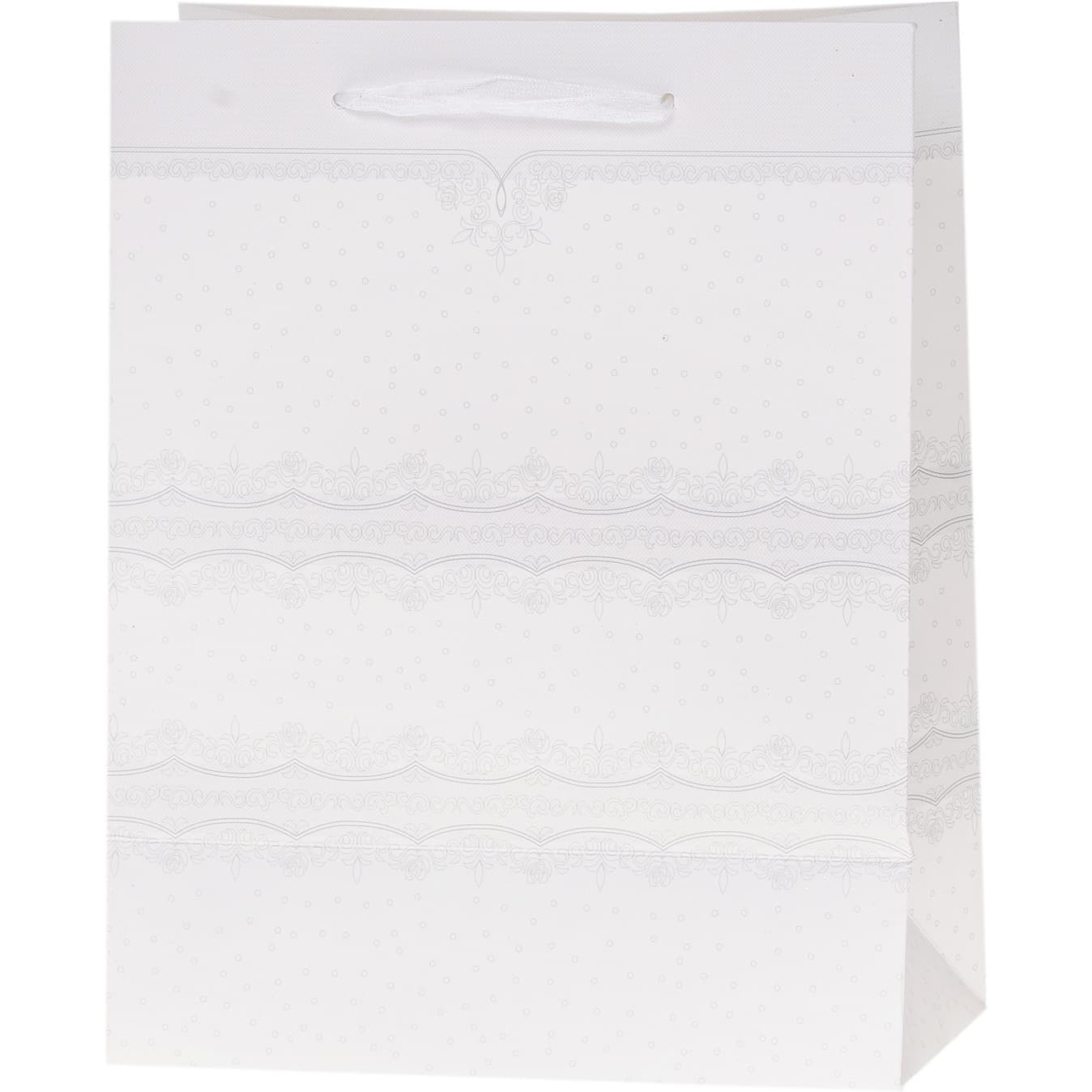 Torebka prezentowa 18x23x10cm Lux brokat BIAŁA A5 ROZETTE